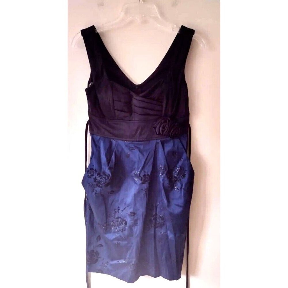 Y2K City Triangles Sleeveless Babydoll‎ Dress Size 5 Black Blue Sparkly Glitter